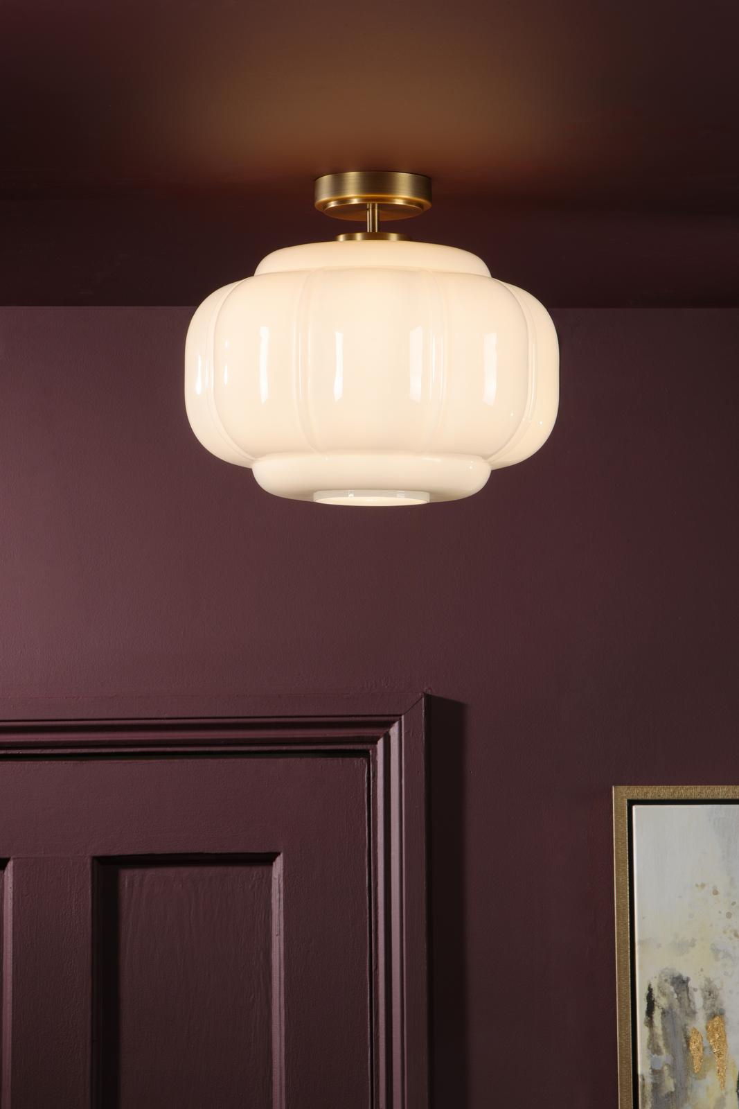 Sumitra Flush Antique Bronze and Opal Glass