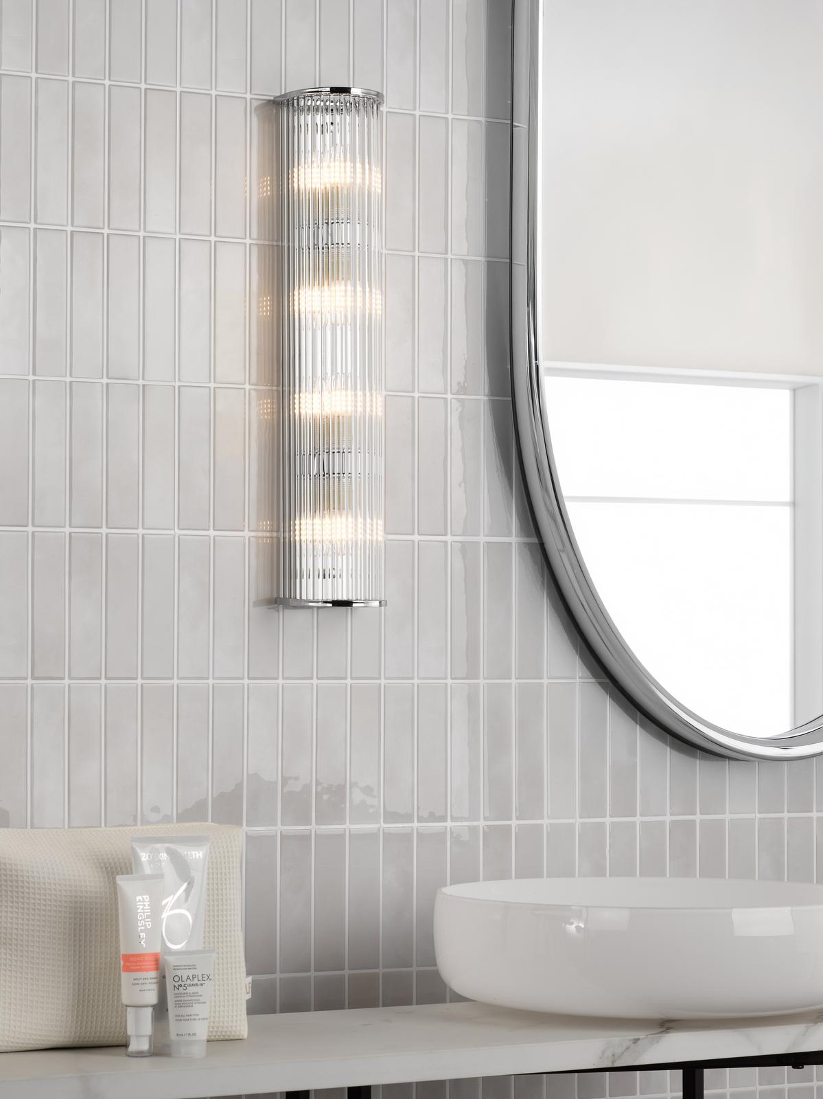 Tobiah 4 Light Bathroom Wall Light Polished Chrome and Glass IP44