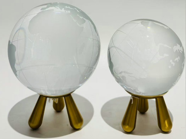 Small Glass Globe with Brass Feet