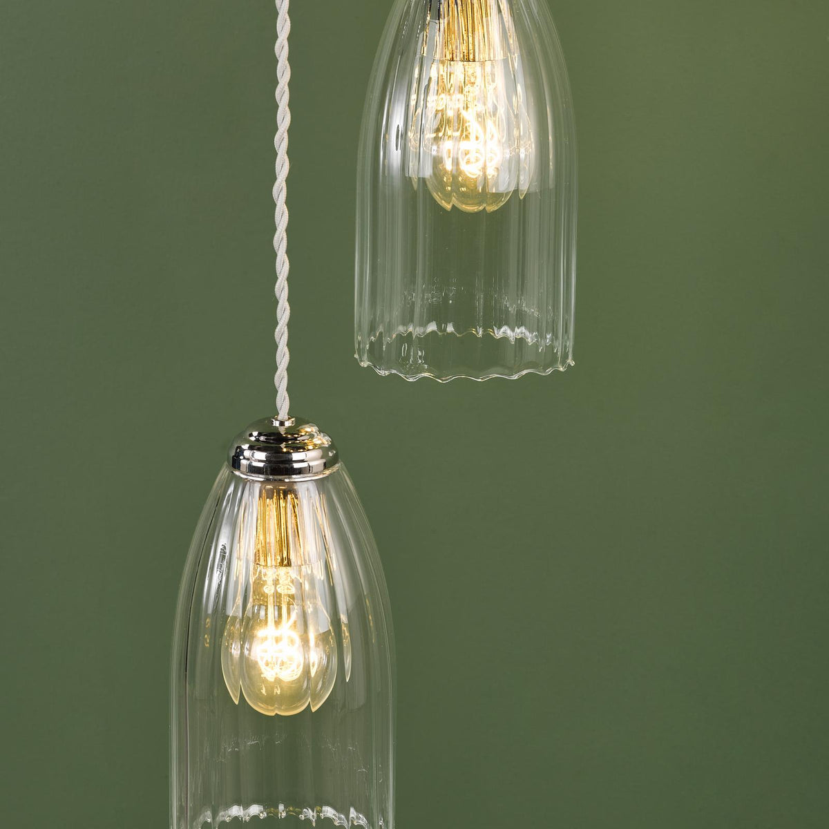 Valora 6 Light Cluster Pendant Polished Nickel and Ribbed Glass