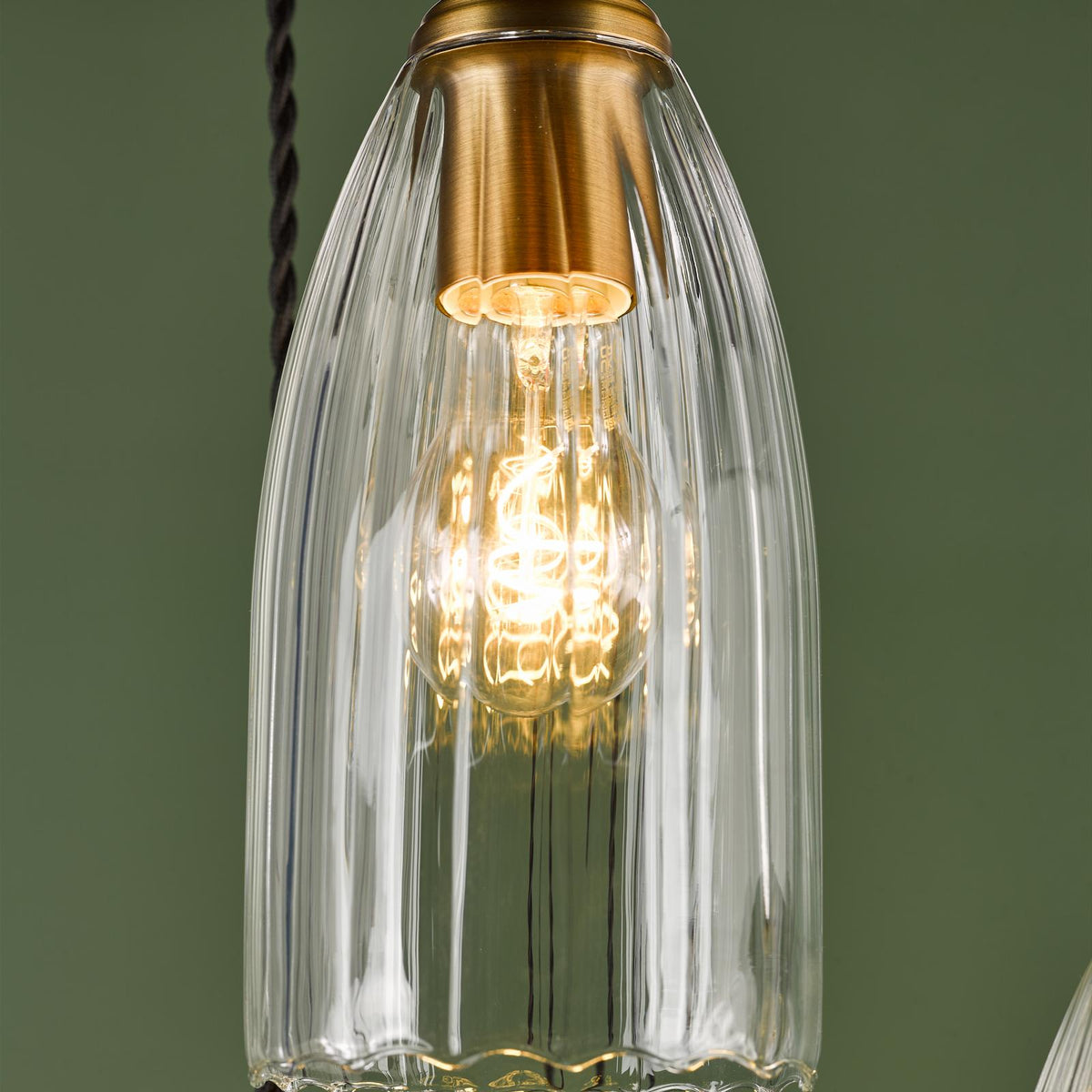 Valora 6 Light Cluster Pendant Antique Bronze and Ribbed Glass