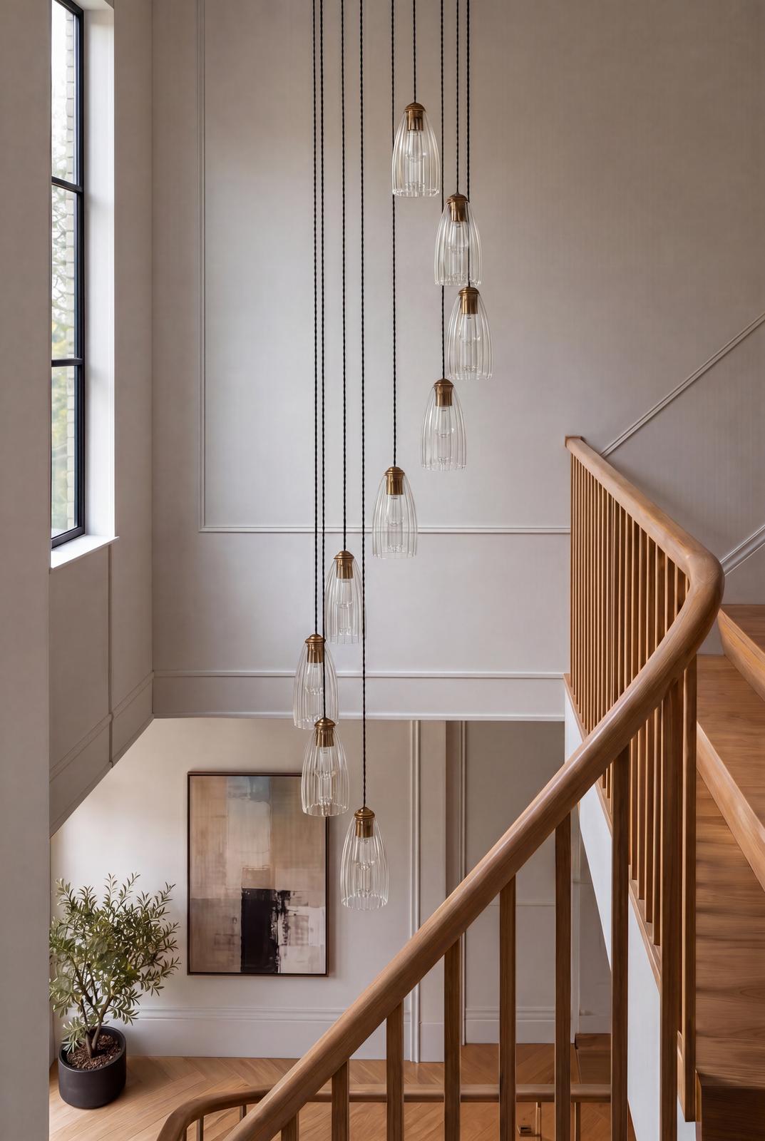 Valora 9 Light Cluster Pendant Antique Bronze and Ribbed Glass