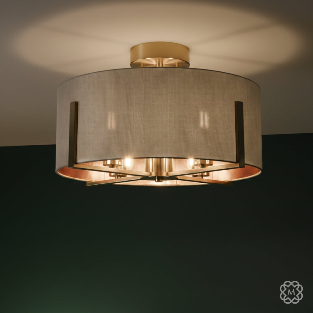 Hadden 4 Light Satin Brass Semi Flush Fitting