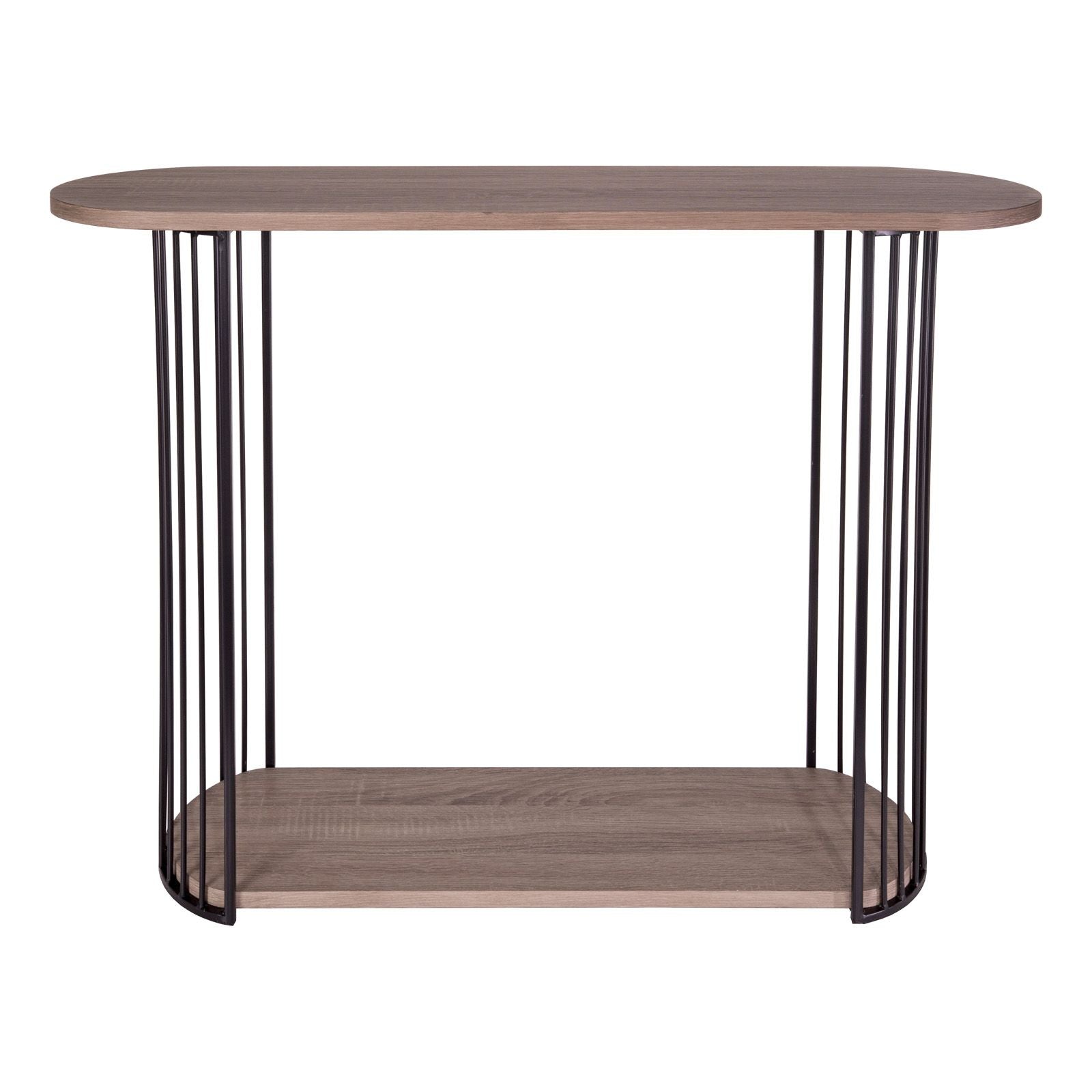 Oak Effect Veneer & Matt black Console Table