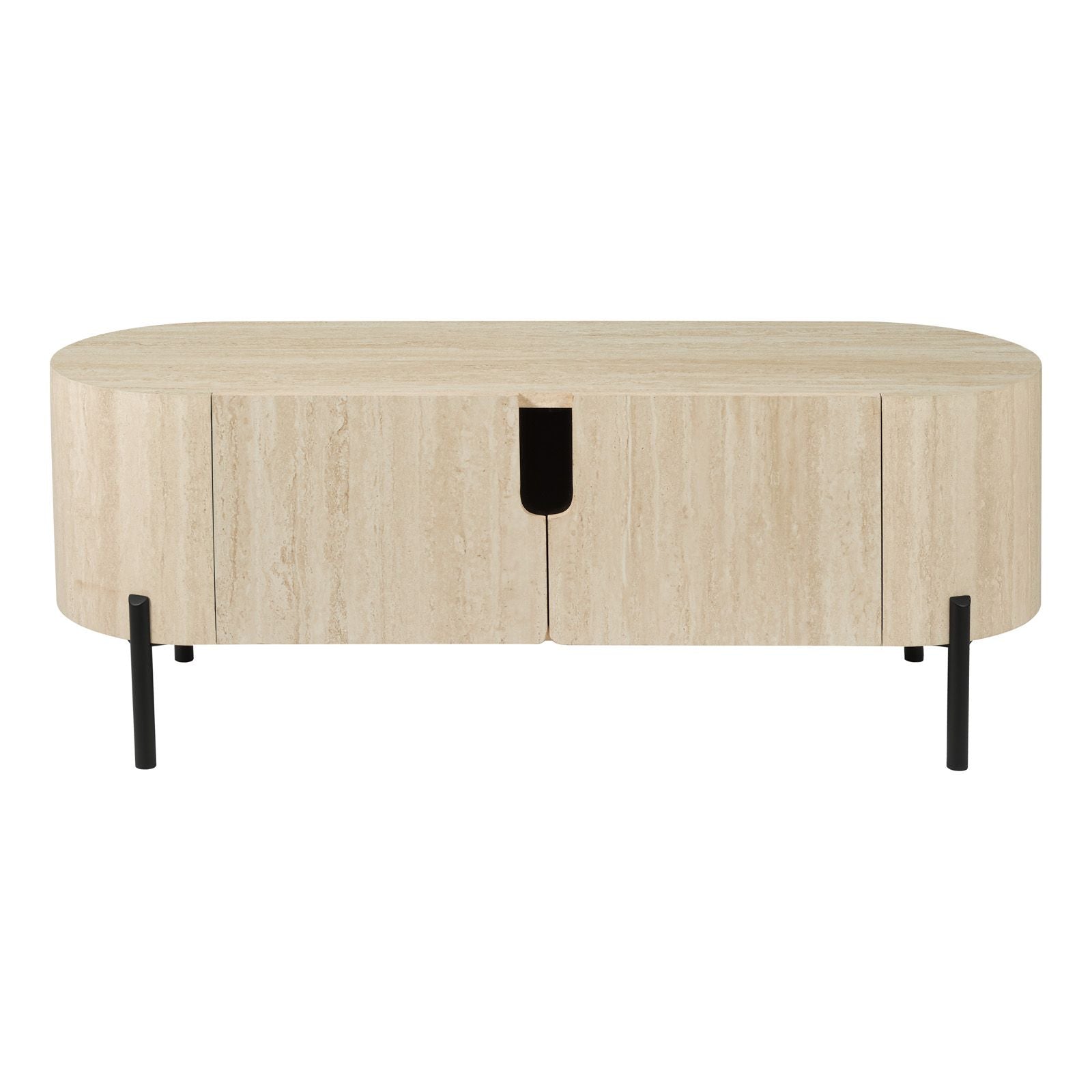 Ioana Cabinet in Travertine Effect & Matt Black Detailing