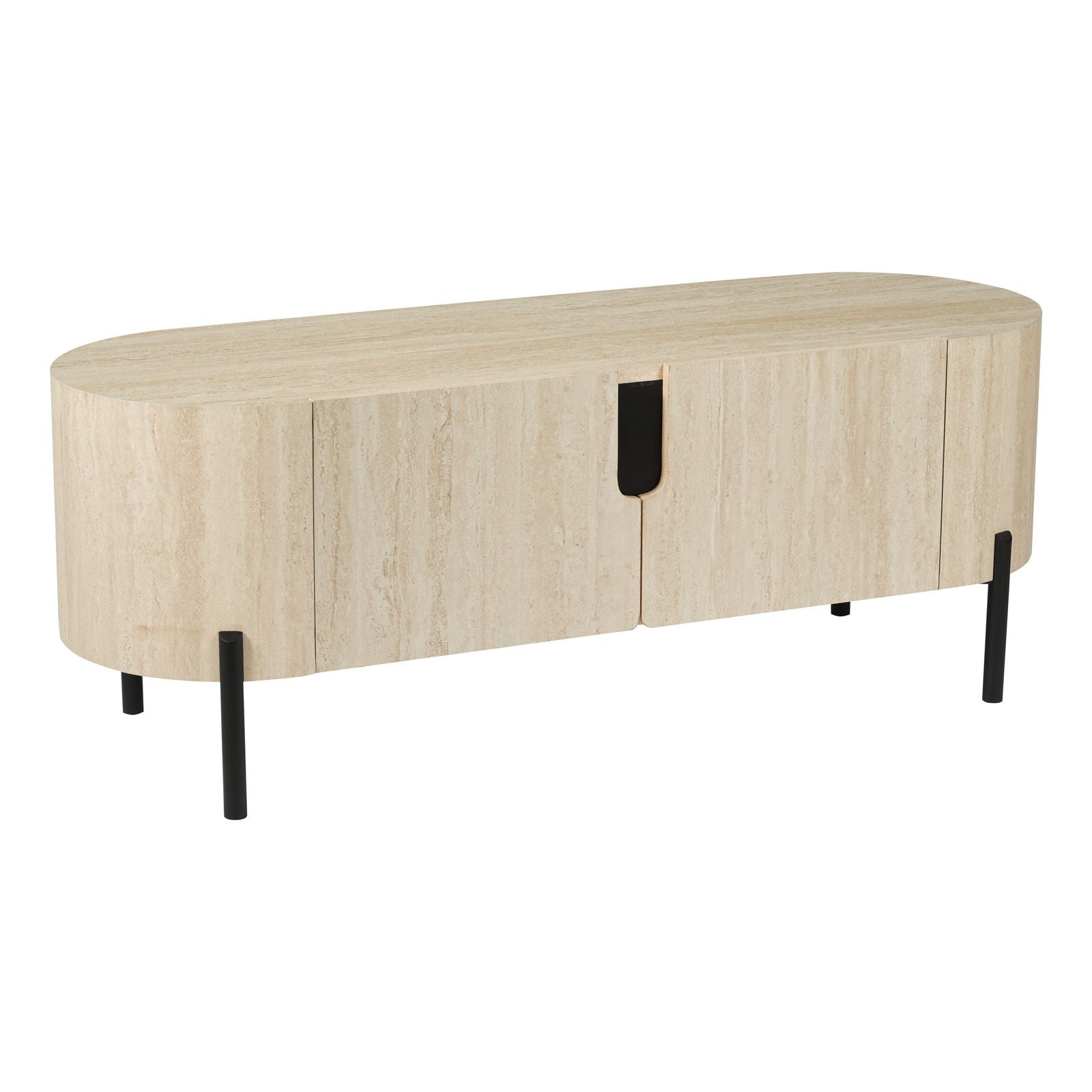 Ioana Cabinet in Travertine Effect & Matt Black Detailing