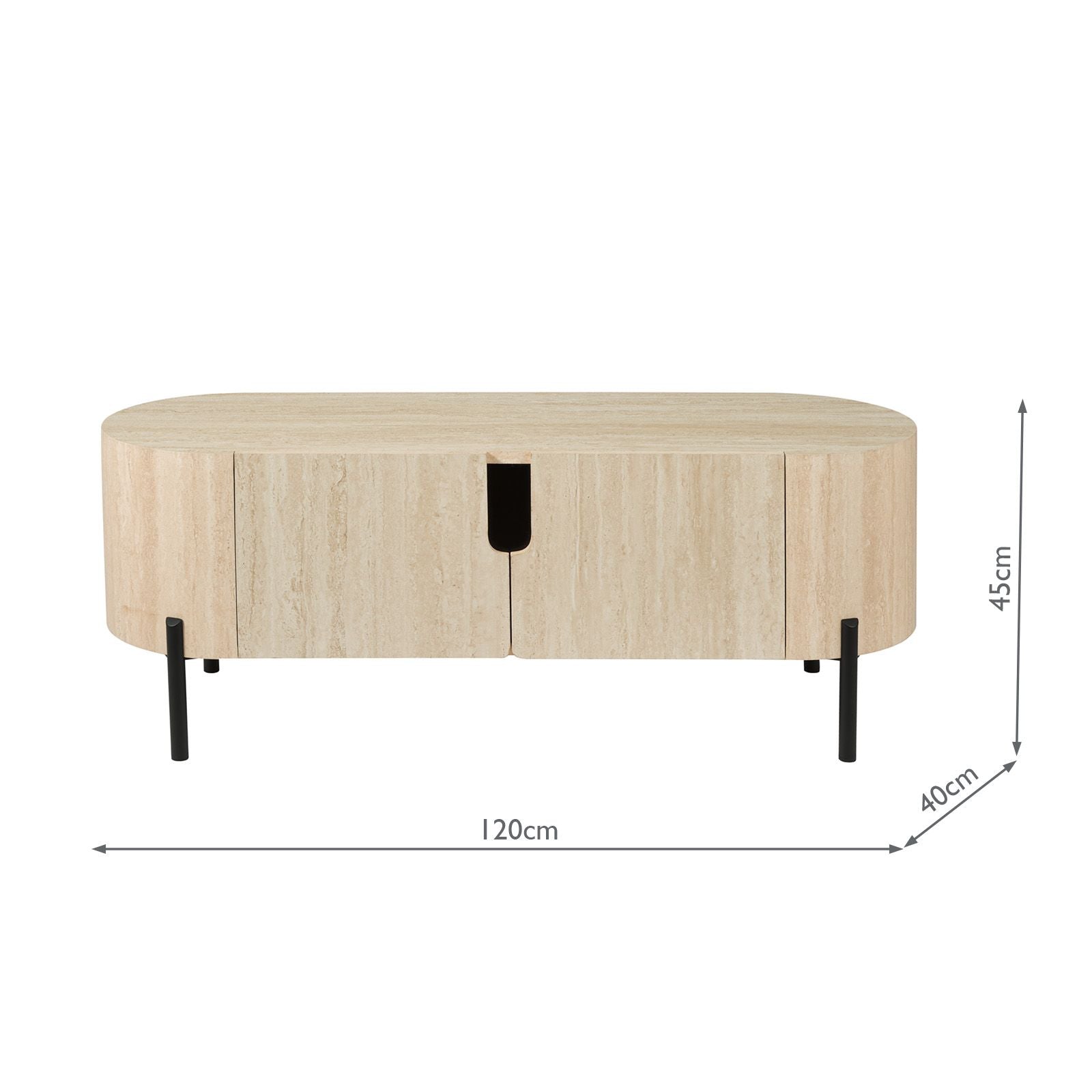 Ioana Cabinet in Travertine Effect & Matt Black Detailing