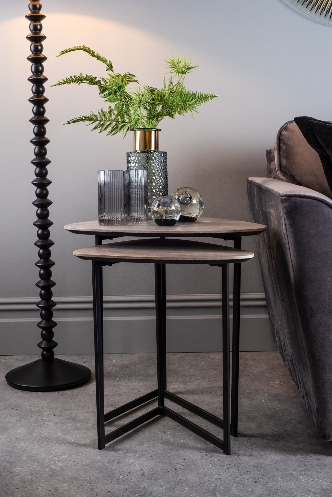 Mibello Nested Side Tables with Oak Effect