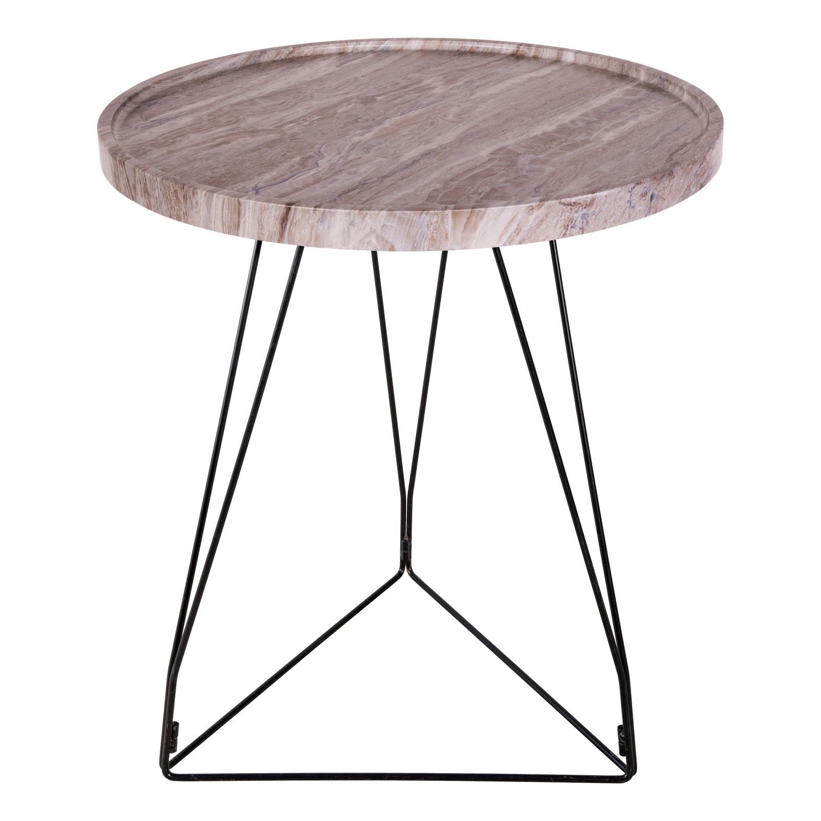 Miguel Brown Stone & Black Side Table