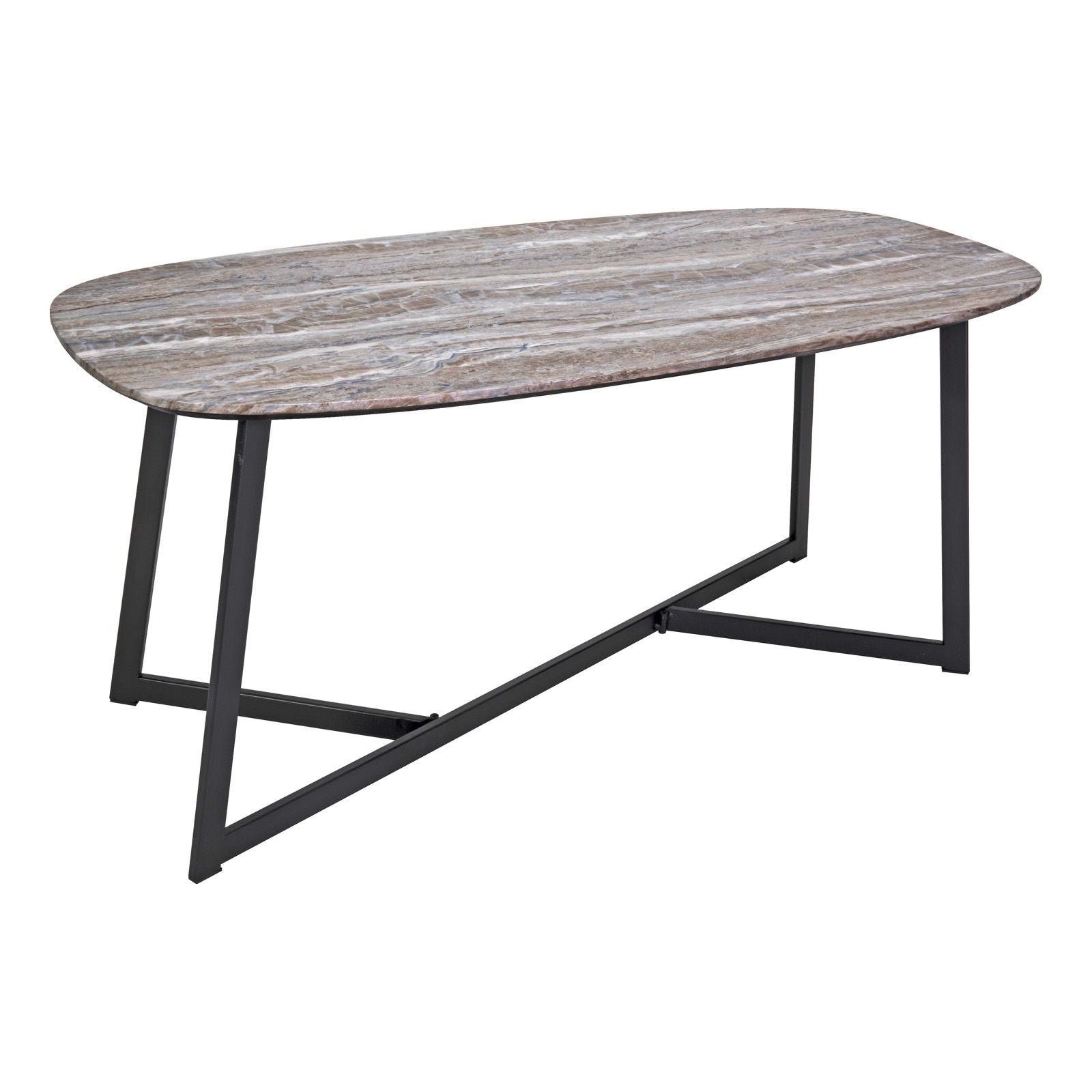 Brown Stone & Matt Black Coffee Table