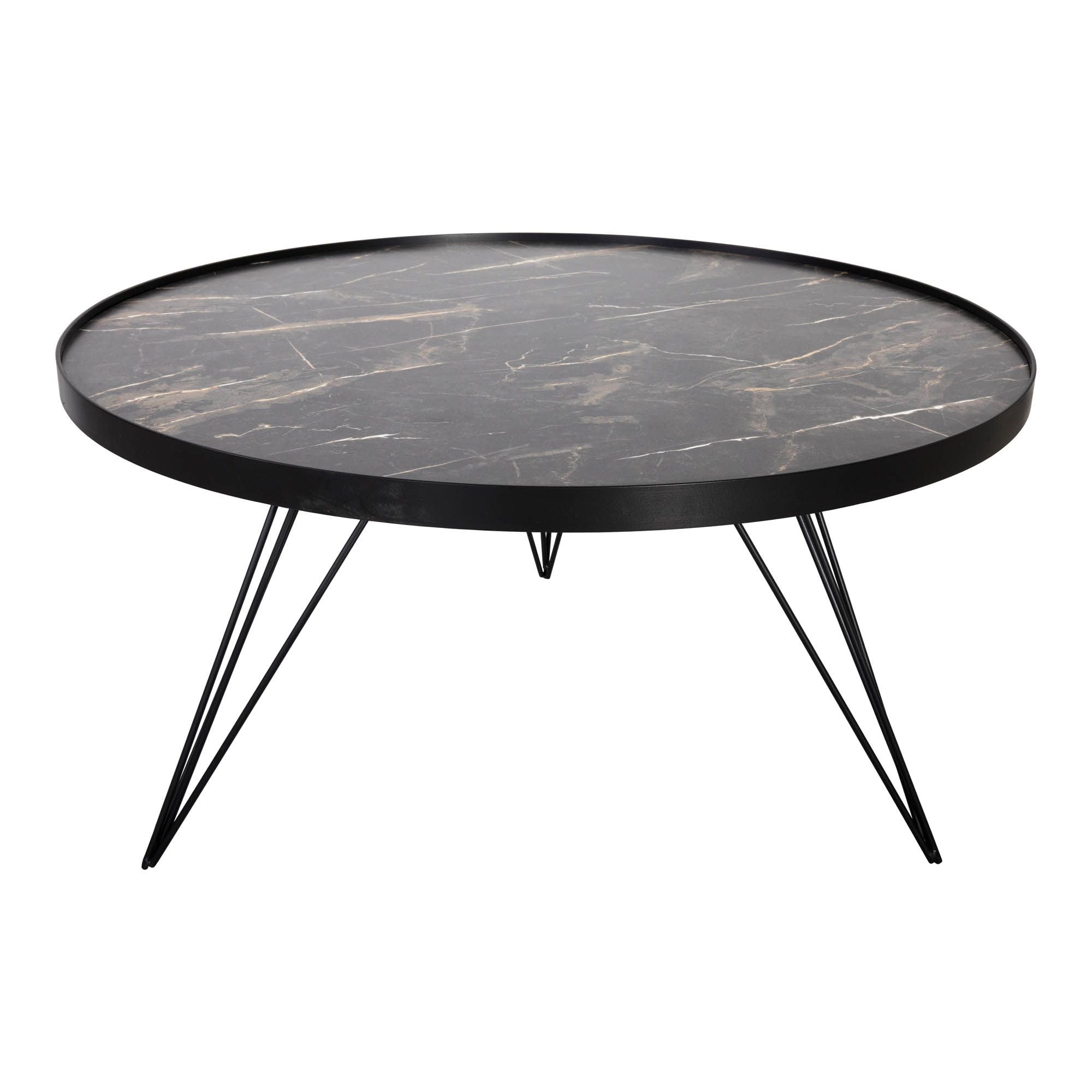 Rauma Round Side Table with Dark Marble Effect