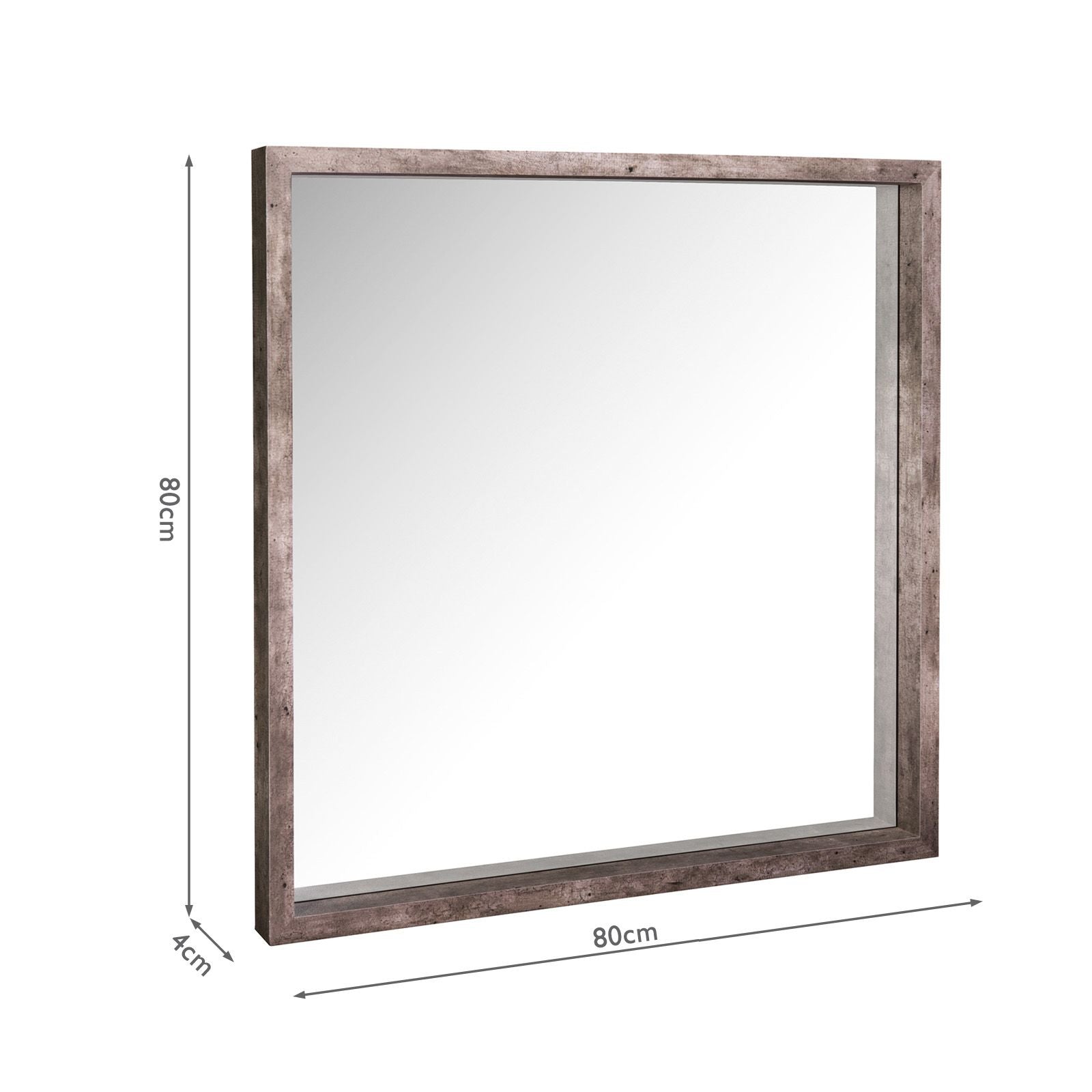 Rocco 80x80cm Distressed Concrete Effect Mirror