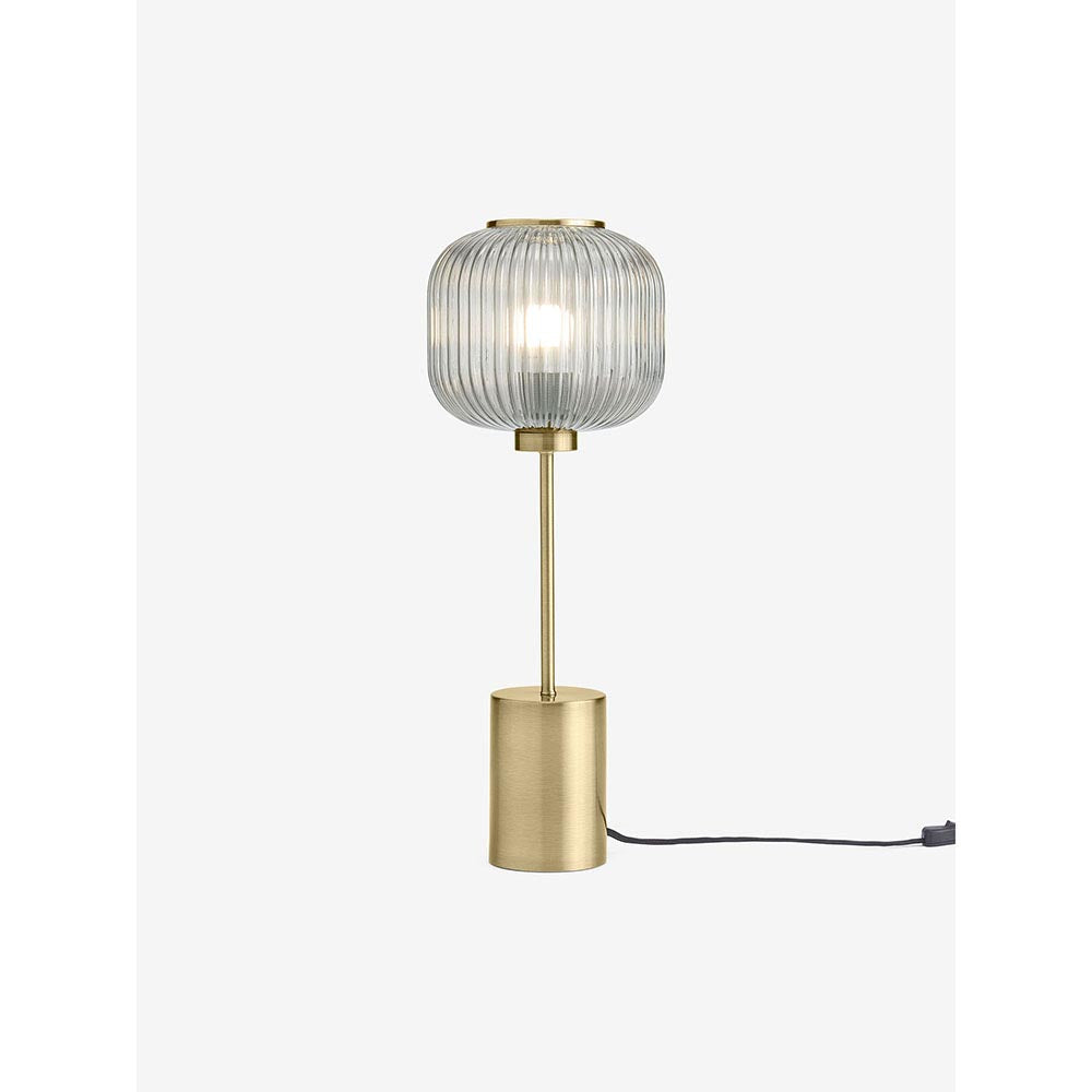 Briz Large Antique Brass Table Lamp with Smoked Shade