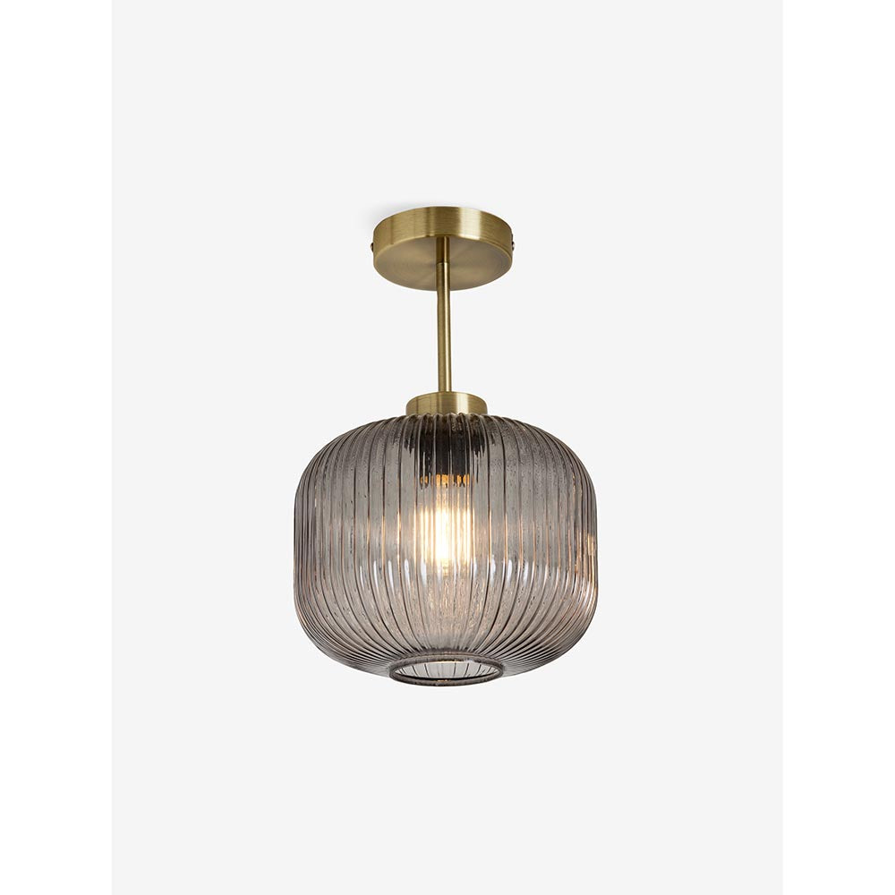 Briz Antique Brass Semi-Flush with Smoked Shade