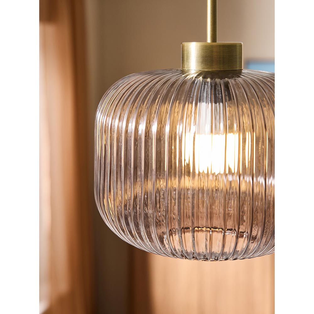 Briz Antique Brass Semi-Flush with Smoked Shade