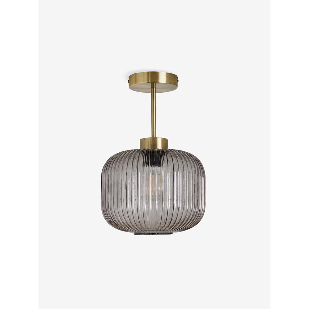 Briz Antique Brass Semi-Flush with Smoked Shade