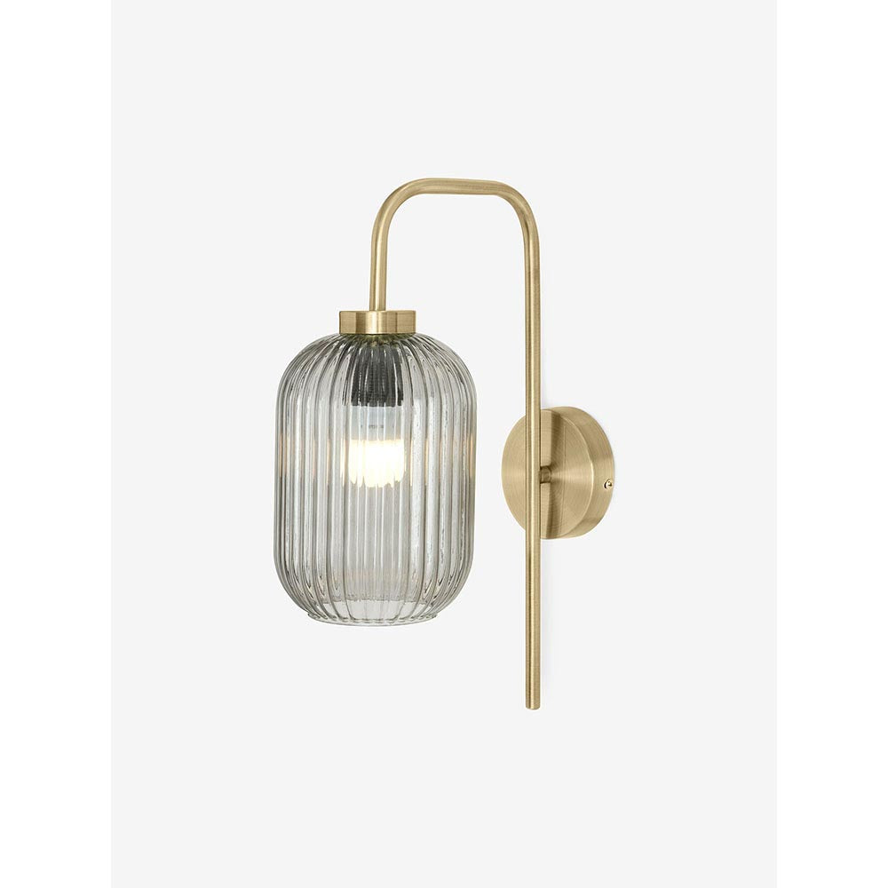 Briz Antique Brass Wall Light with Smoked Glass