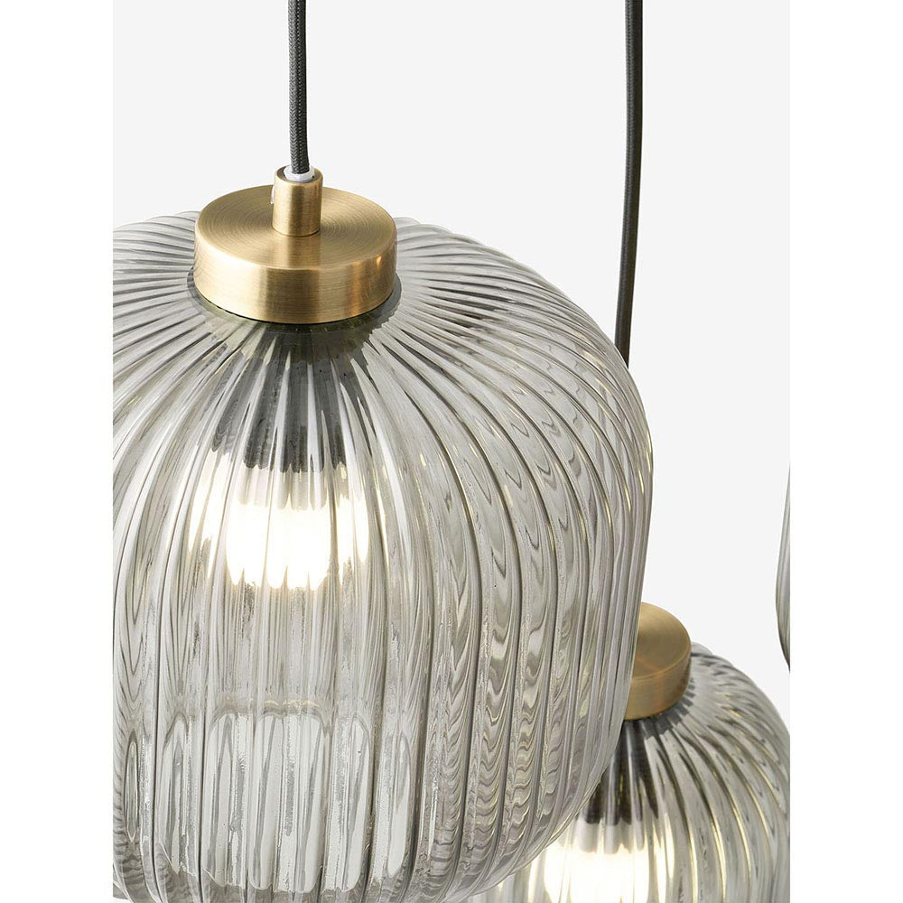 Briz Antique Brass Cluster Pendant with Smoked Shades