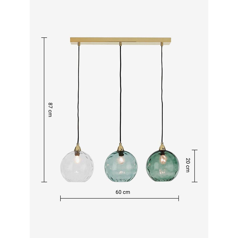 Ilaria Polished Brass Bar Pendant with Multi-Coloured Shades