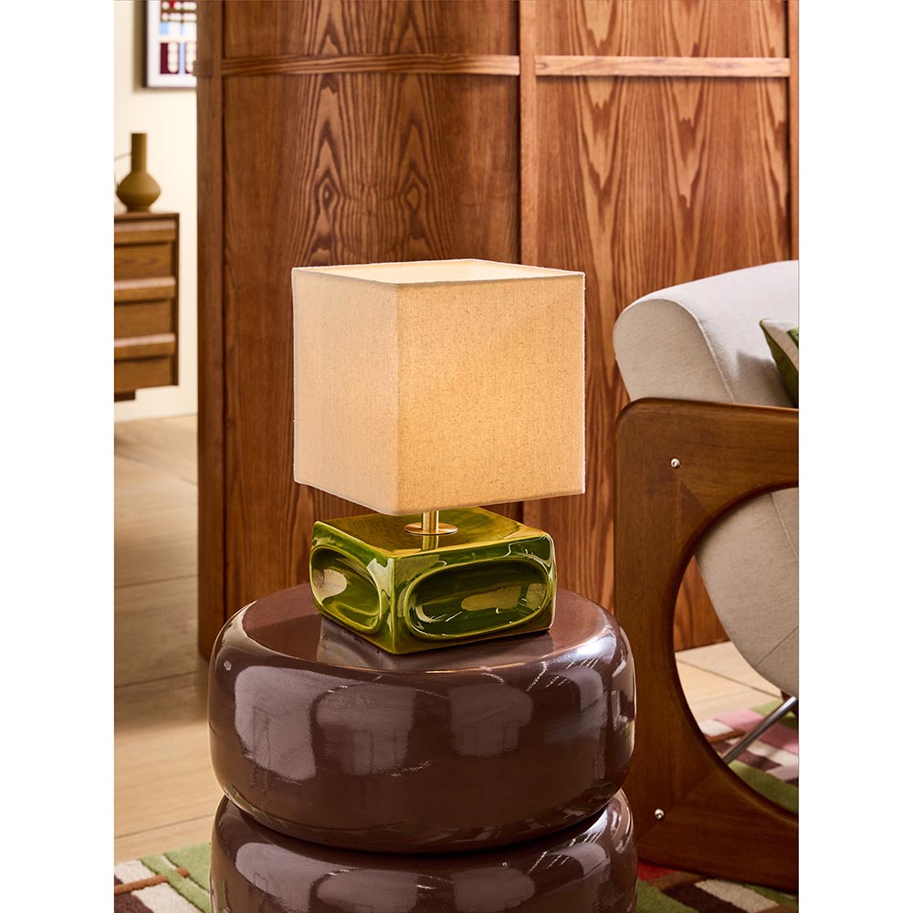 Nell Green & Ecru Table Lamp C/W Shade