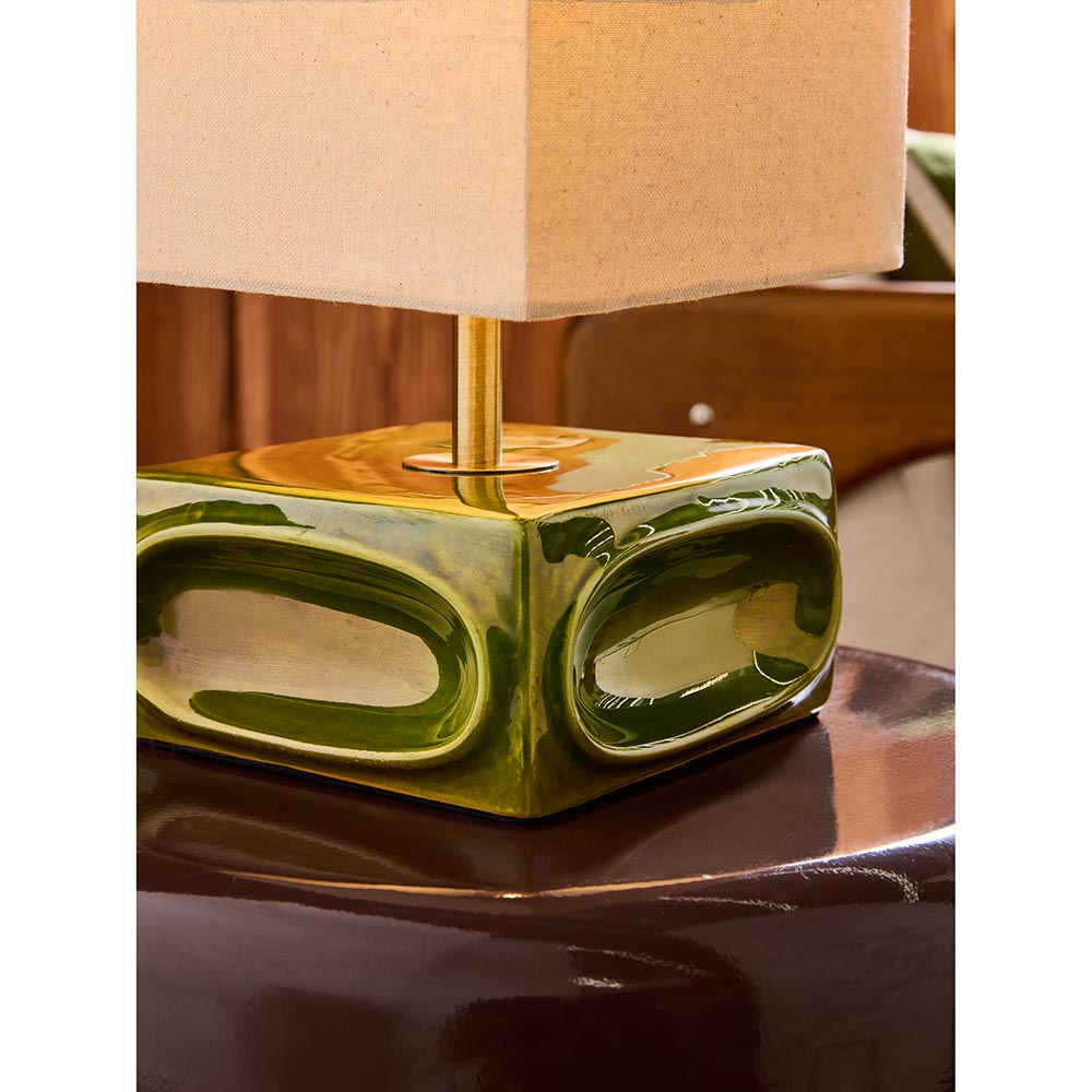 Nell Green & Ecru Table Lamp C/W Shade