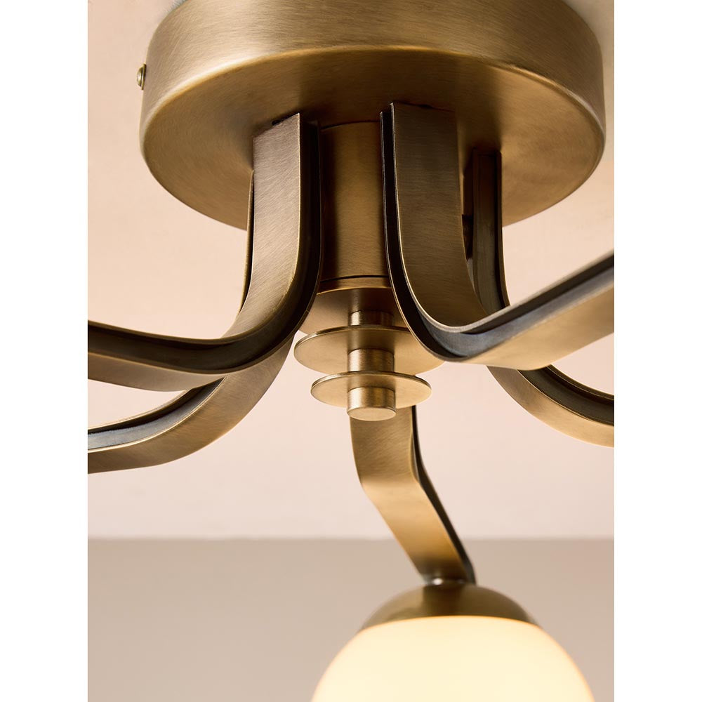 Palla Antique Brass 5 Light Semi Flush
