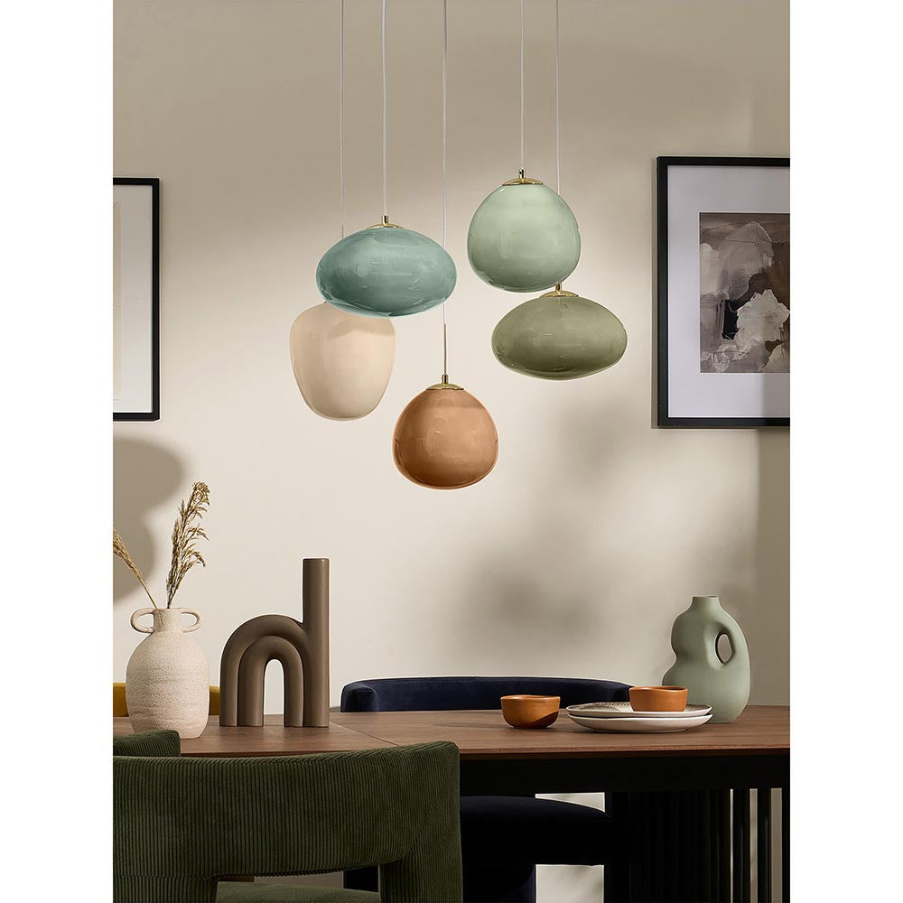 Adrianne Brass Cluster Pendant with Multi Coloured Shades