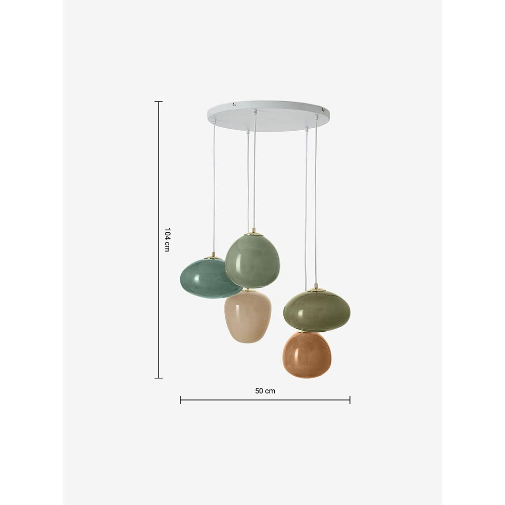 Adrianne Brass Cluster Pendant with Multi Coloured Shades