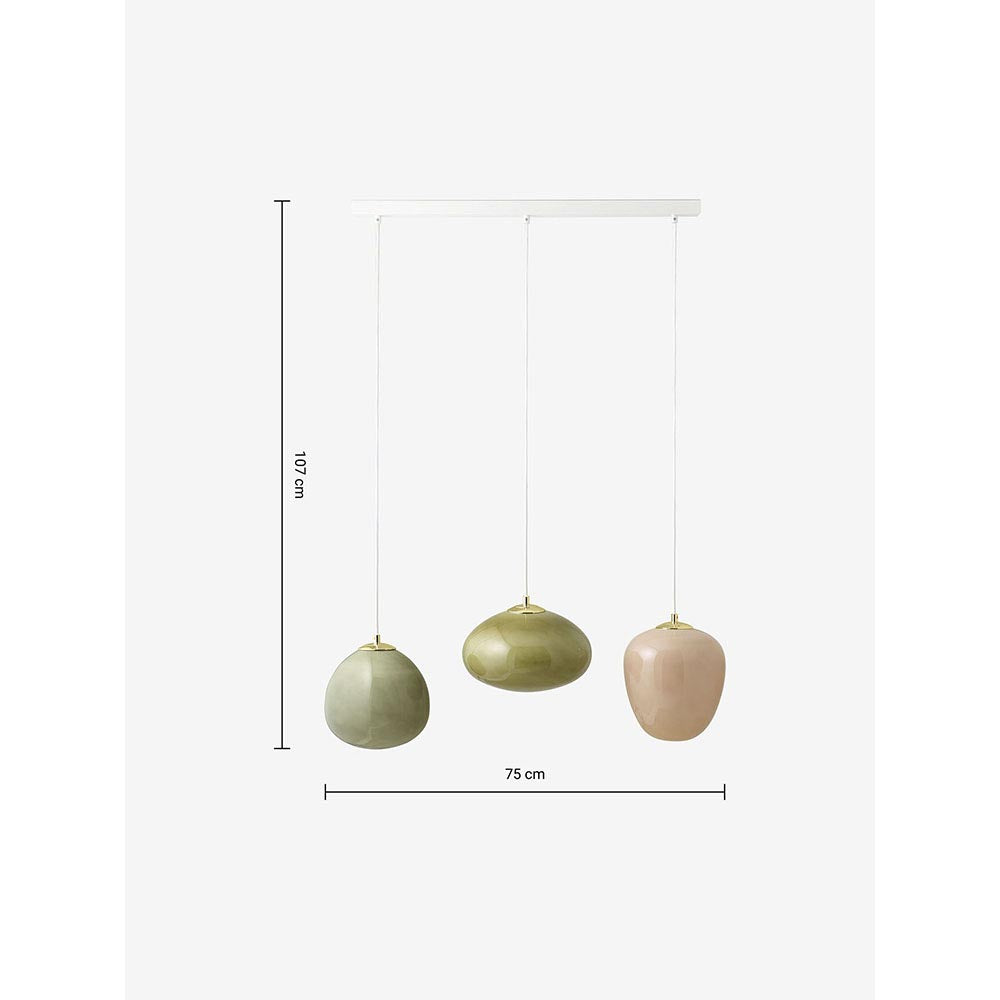 Adrianne Polished Brass Bar Pendant with Green Toned Shades