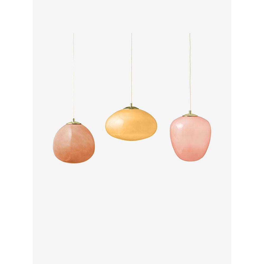 Adrianne Polished Brass Bar Pendant with Pink Tones Shades