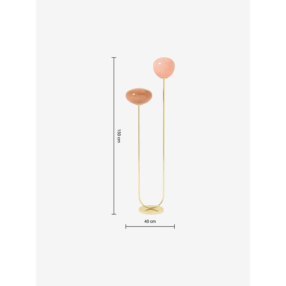 Adrianne Brass Floor Lamp with Pink Toned Shades