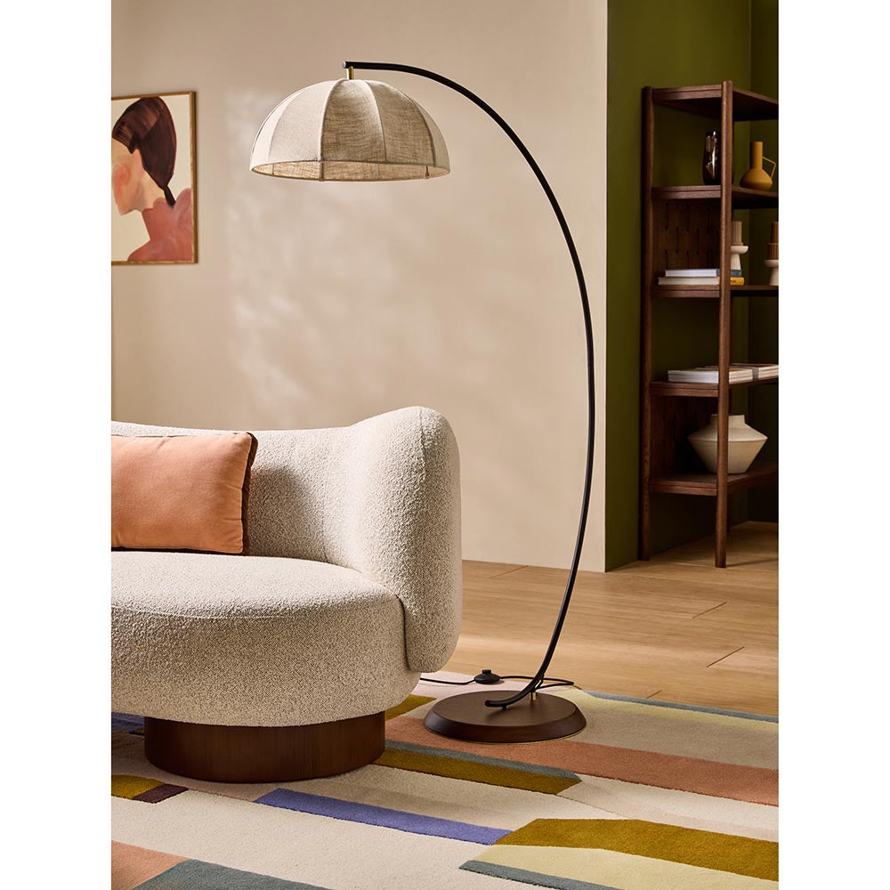 Benny Black Floor Lamp C/W Cream Shade
