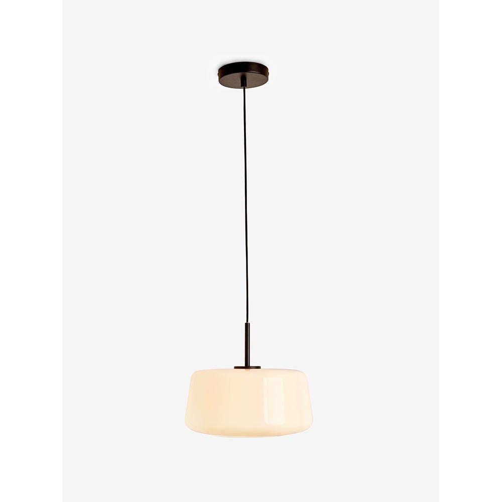 Camilo Matt Black Pendant with Opal Shade