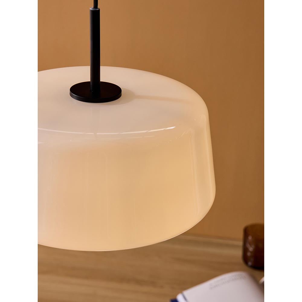 Camilo Matt Black Pendant with Opal Shade