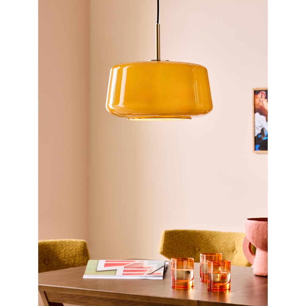 Camilo Matt Black Pendant with Orange Shade