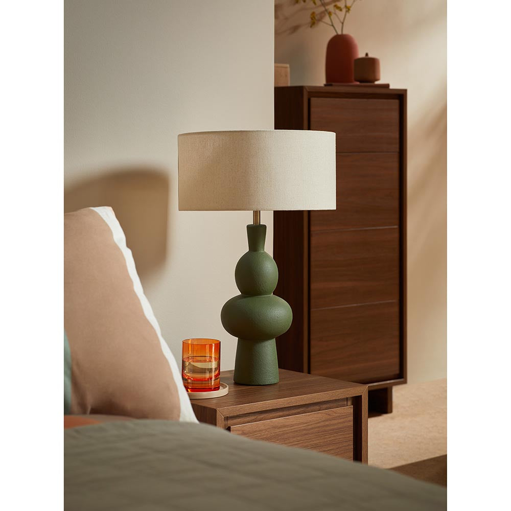 Freyja Green Ceramic Table Lamp C/W Shade