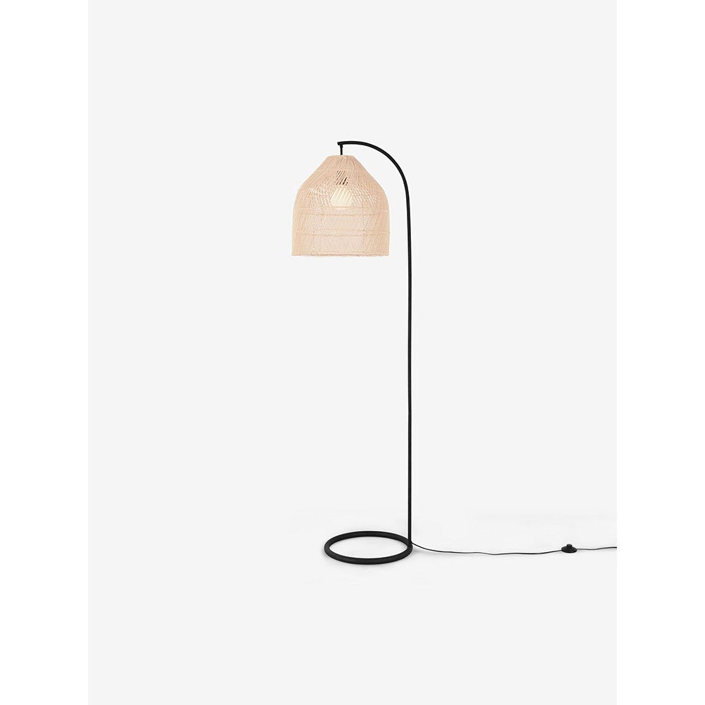 Java Black Floor Lamp with Natural Shade