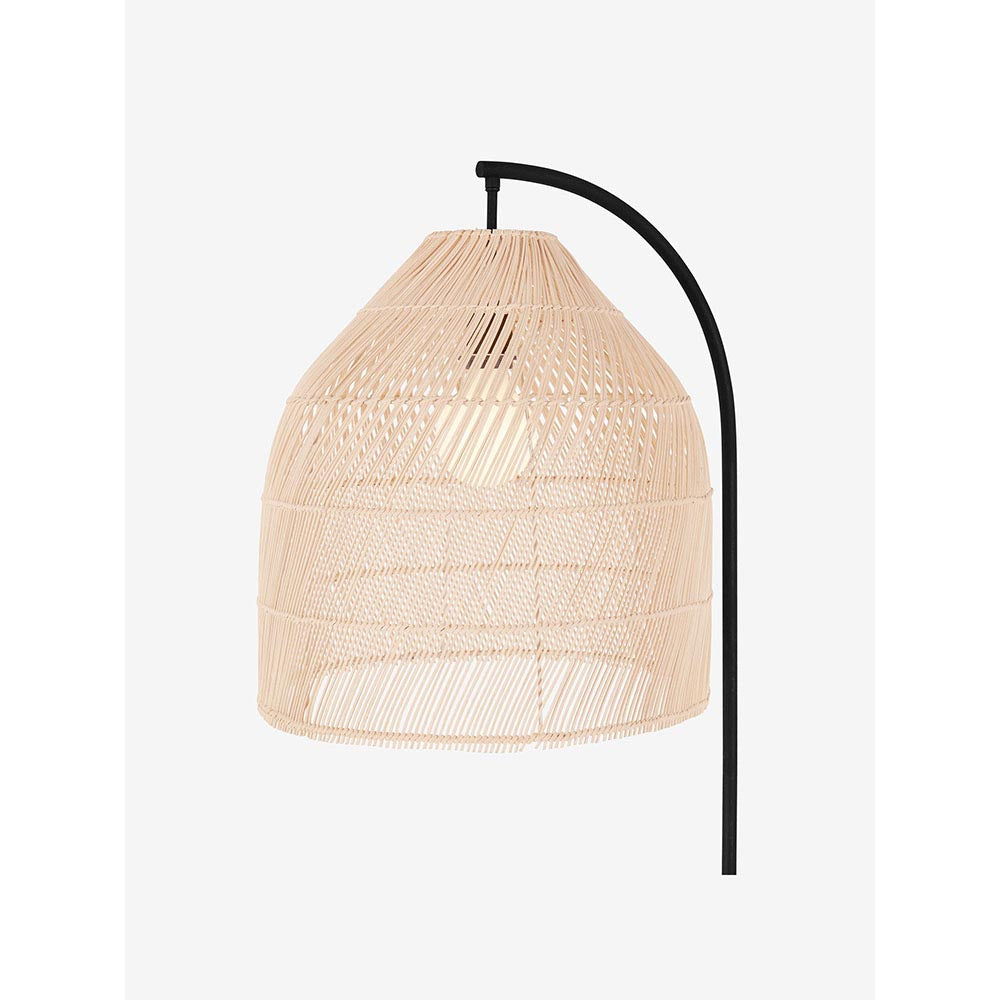 Java Black Floor Lamp with Natural Shade