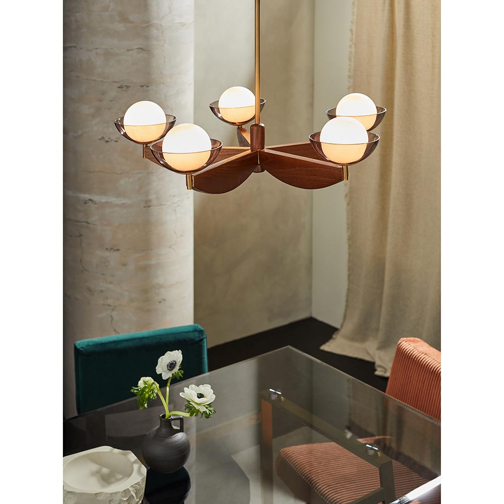 Layla 5 Light Ash Wooden Pendant