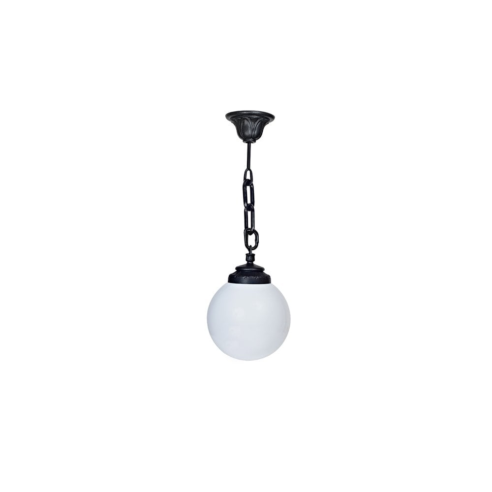 Sichem G250 E27 Black Hanging Outdoor Lantern with Opal Globe