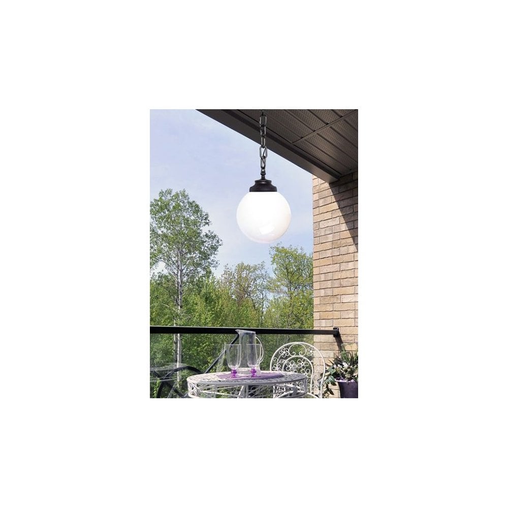 Sichem G250 E27 Black Hanging Outdoor Lantern with Opal Globe