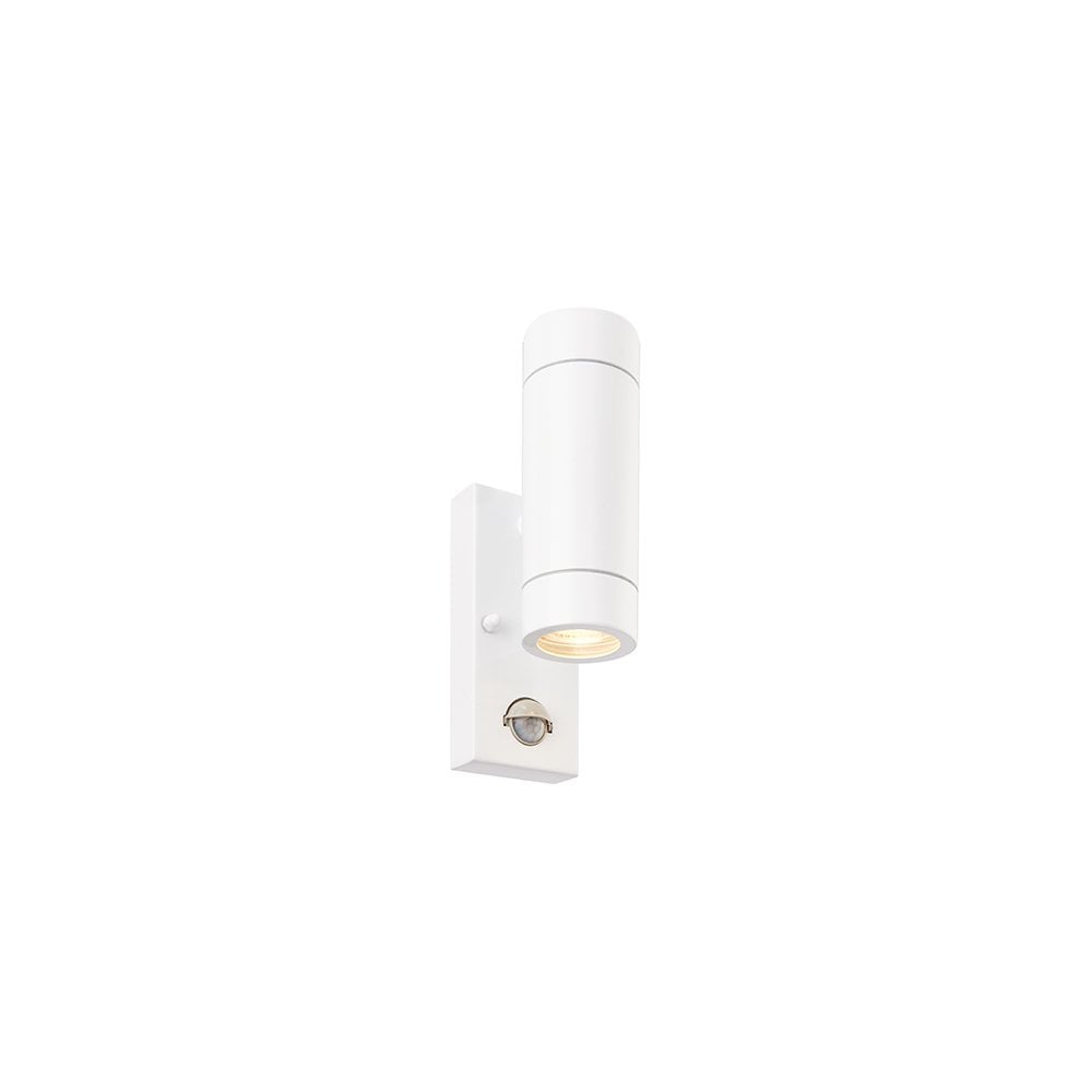 Palin Up and Down Wall Light with PIR in Gloss White