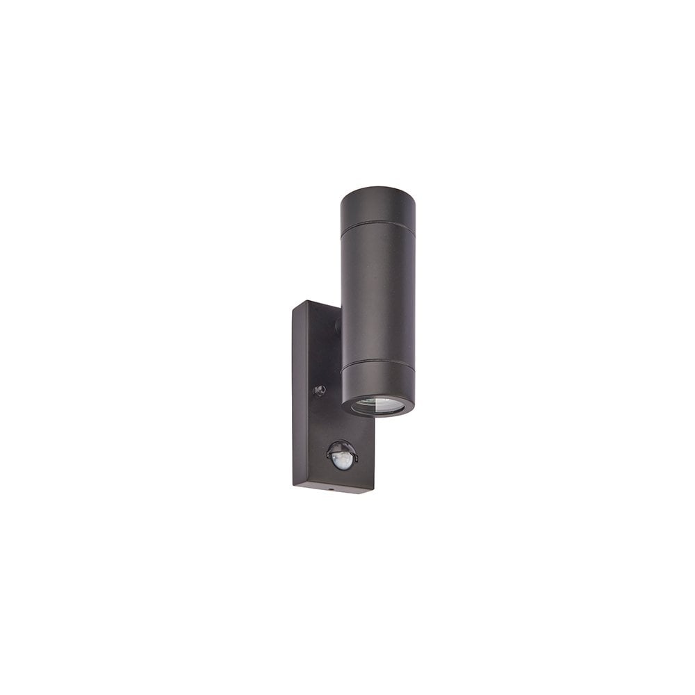 Palin Up and Down Wall Light with PIR in Matt Black