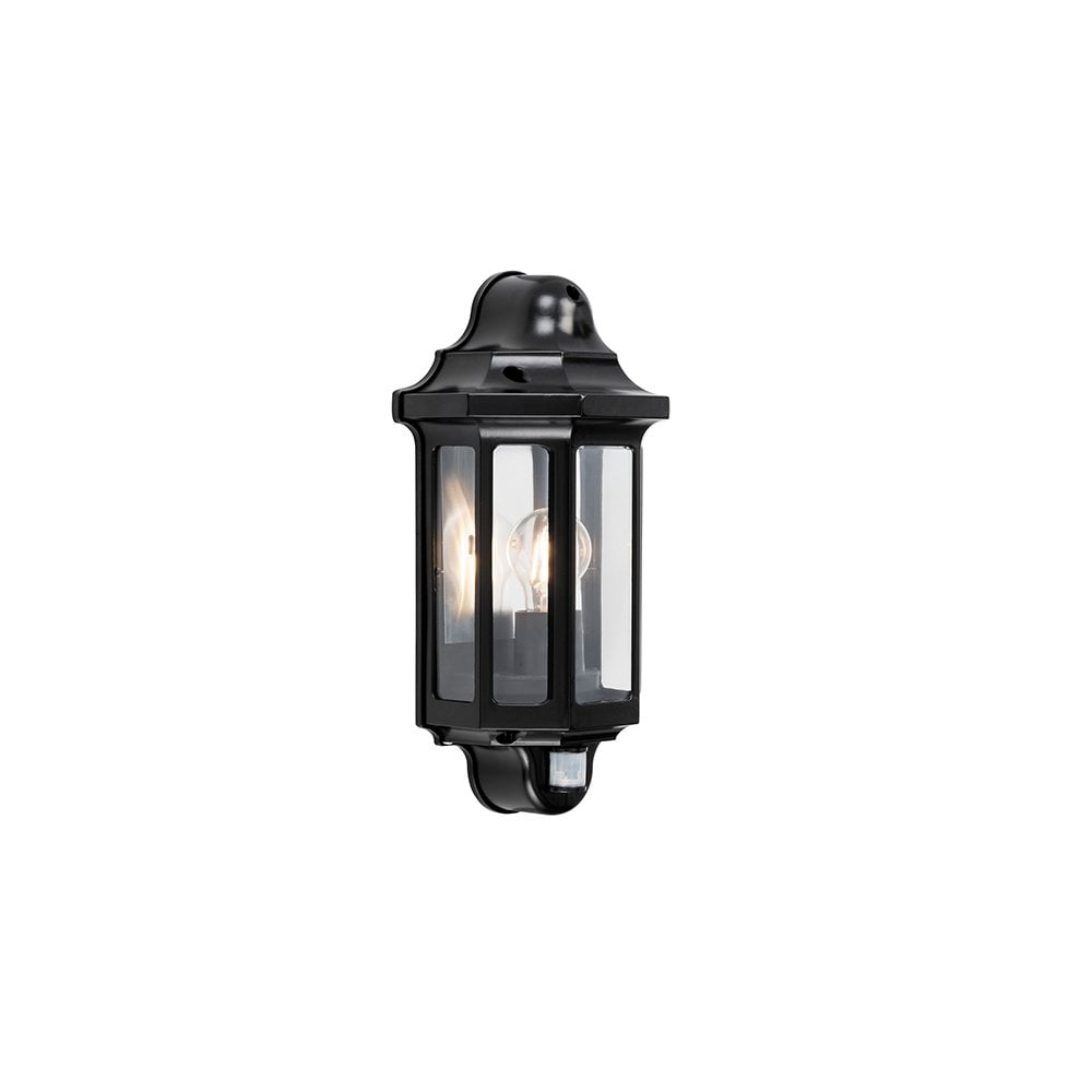 Traditional Satin Black Lantern with PIR Sensor IP44
