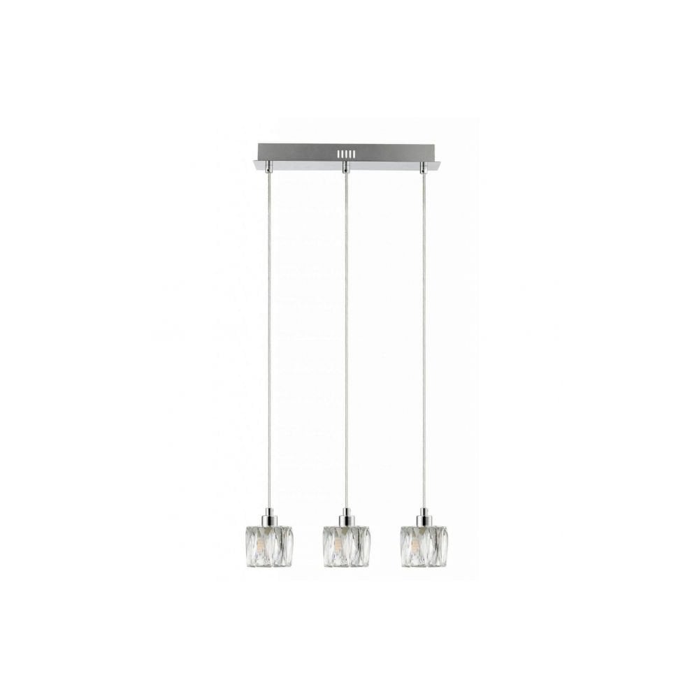 Aurora Crystal 3 Light Polished Chrome Pendant Bar