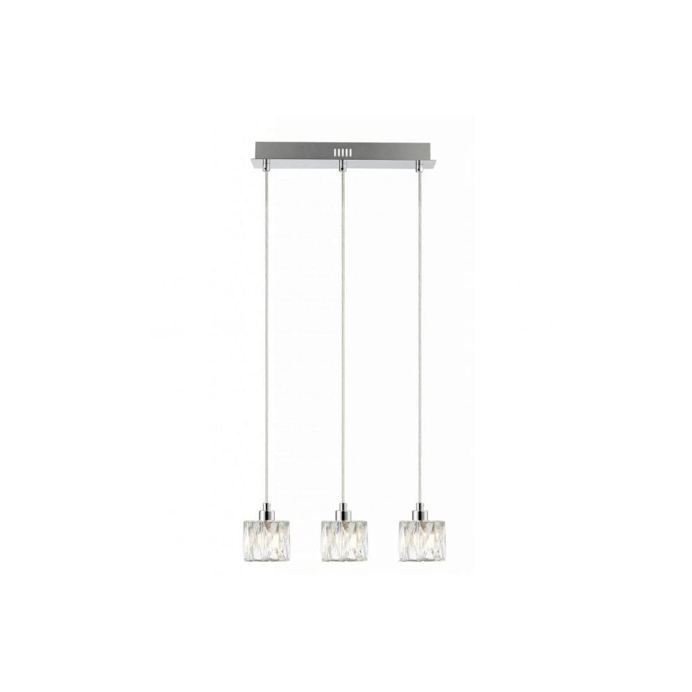 Aurora Crystal 3 Light Polished Chrome Pendant Bar