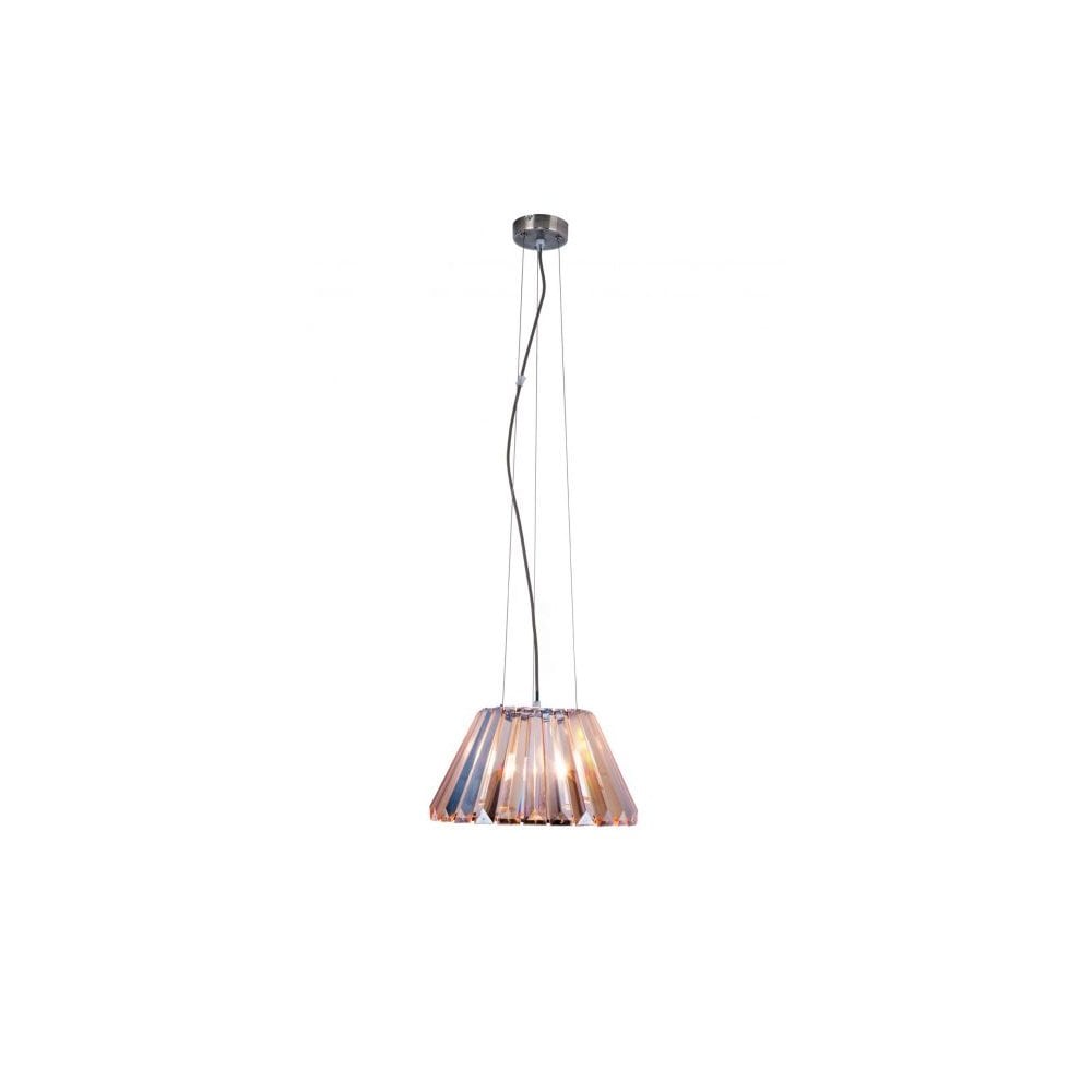 Senza 1 Light Antique Brass, Amber Crystal Pendant