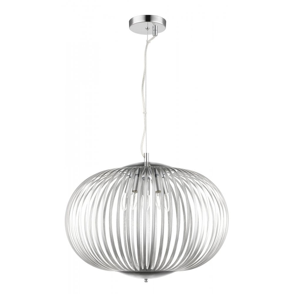 Vita 5 Light Large Etched Aluminium Oval Pendant