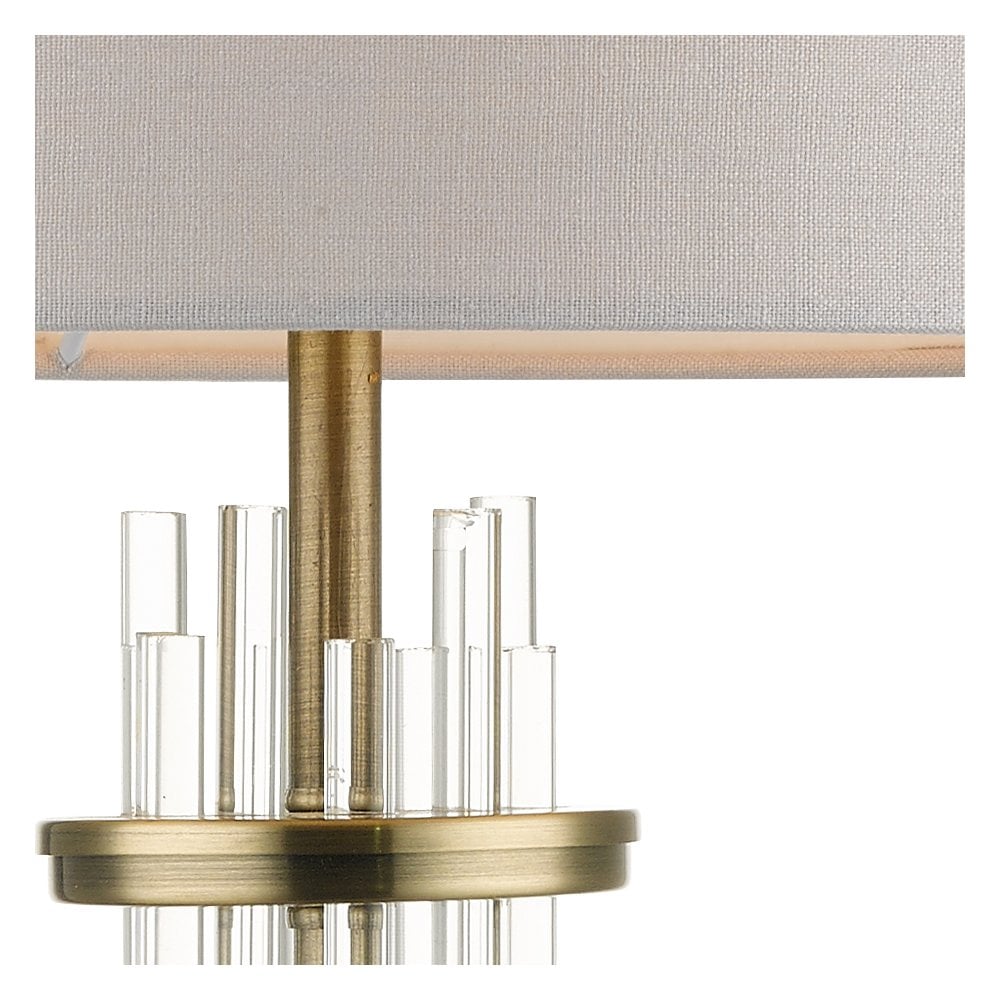 Chrysler E27 Crystal Table Lamp Antique Brass With Shade