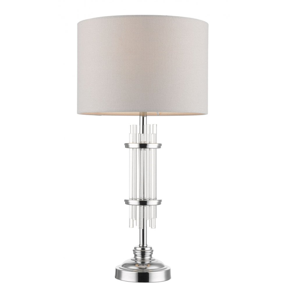 Chrysler E27 Crystal Table Lamp Polished Chrome With Shade